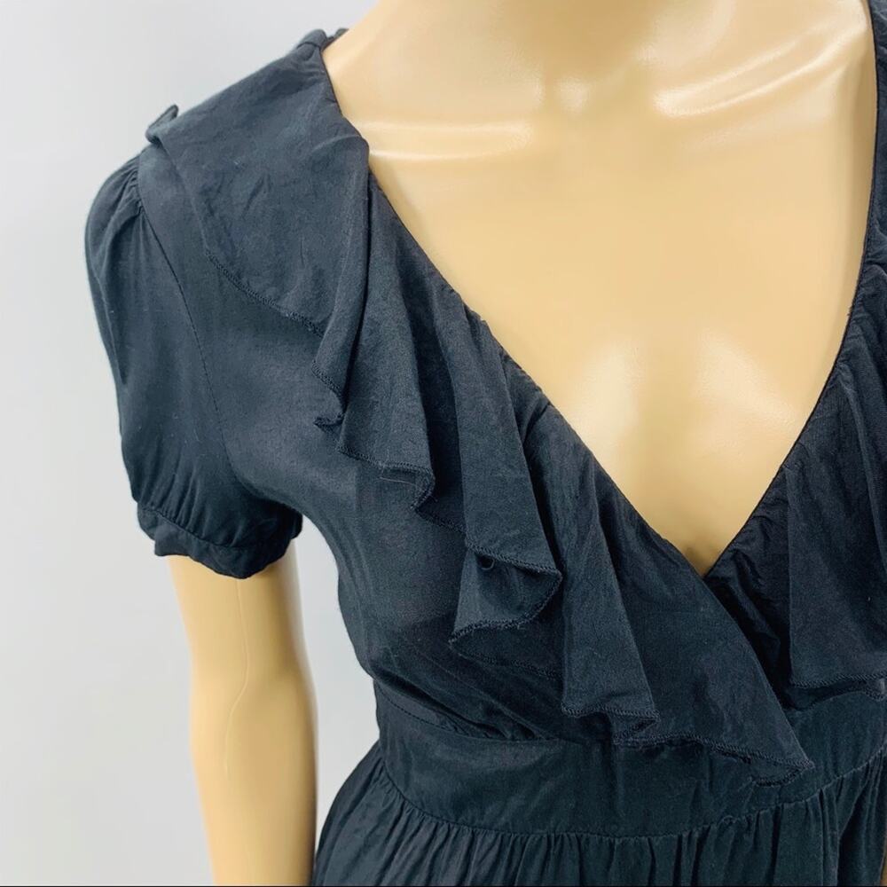 ASOS Black Wrap Dress with Ruffle Neck Line - Picture 6 of 11